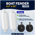 2-Pack Twin Eye Ribbed Boat Fenders 6.5 x 23-Inch, White