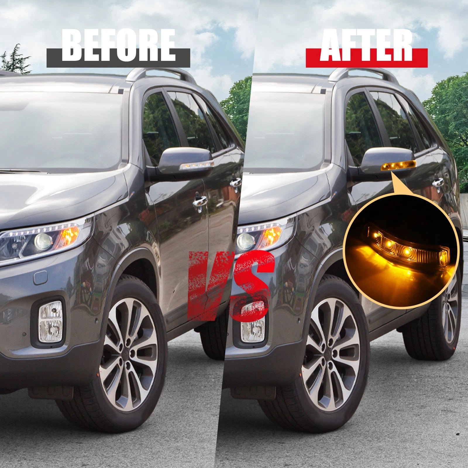 2X LED Mirror Turn Signal Light for Kia Sorento (2011–2016) 87613-2P000 87623-2P000