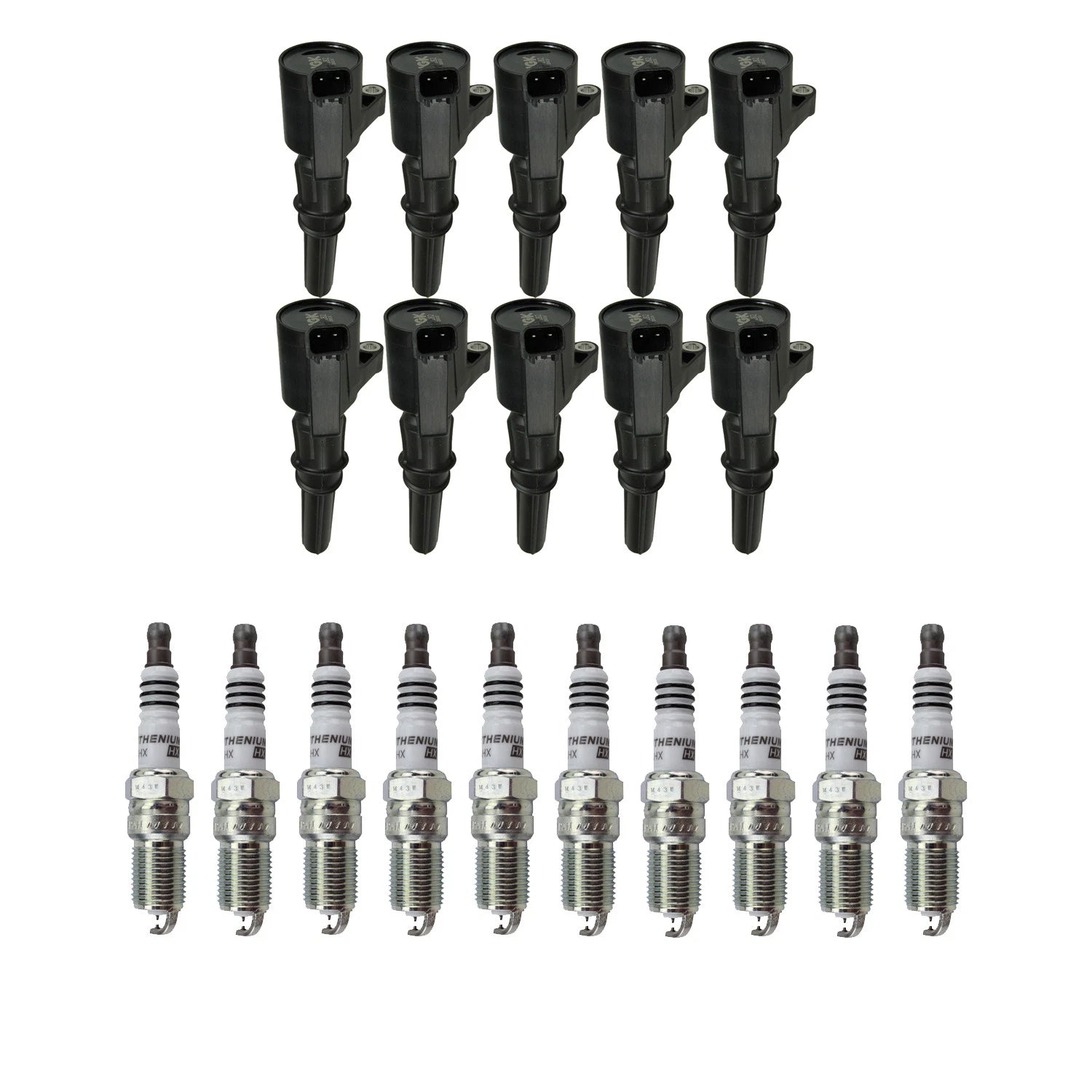 NGK 10 Ignition Coil & Ruthenium Spark Plugs Kit for F-250 F-350 (2008–2010)