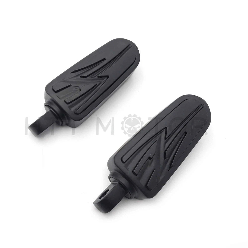 Black Lightning Flash Foot Rest Pegs for Harley Touring Softail Dyna (2014–2023)