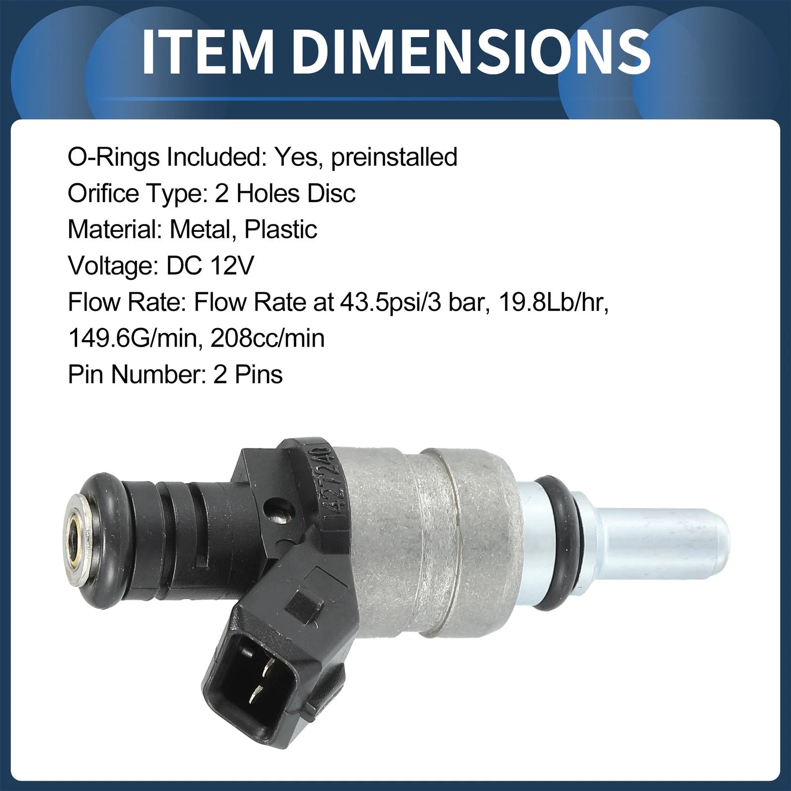 Set of 6 Fuel Injectors for BMW E60 520i (2007–2010) 525i (2003–2005)