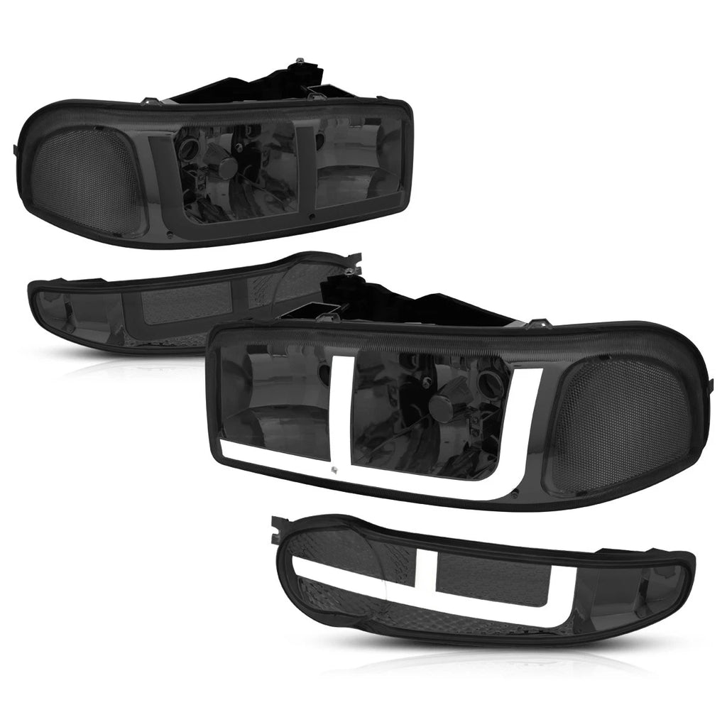 LED DRL Headlights for GMC Sierra/Yukon 1500 Denali (2002–2006) Smoked/Clear