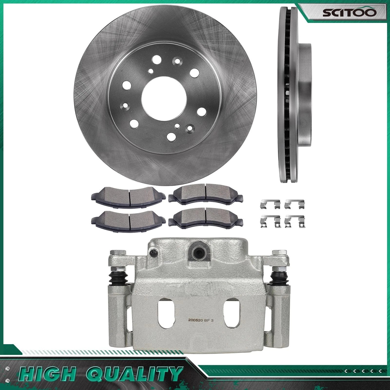 Front Rotors & Ceramic Pads + Left Brake Caliper for Chevrolet Silverado 1500 (2005–2008)