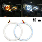 2X 90MM White Amber Switchback LED Angel Eyes for Car Headlight Retrofit