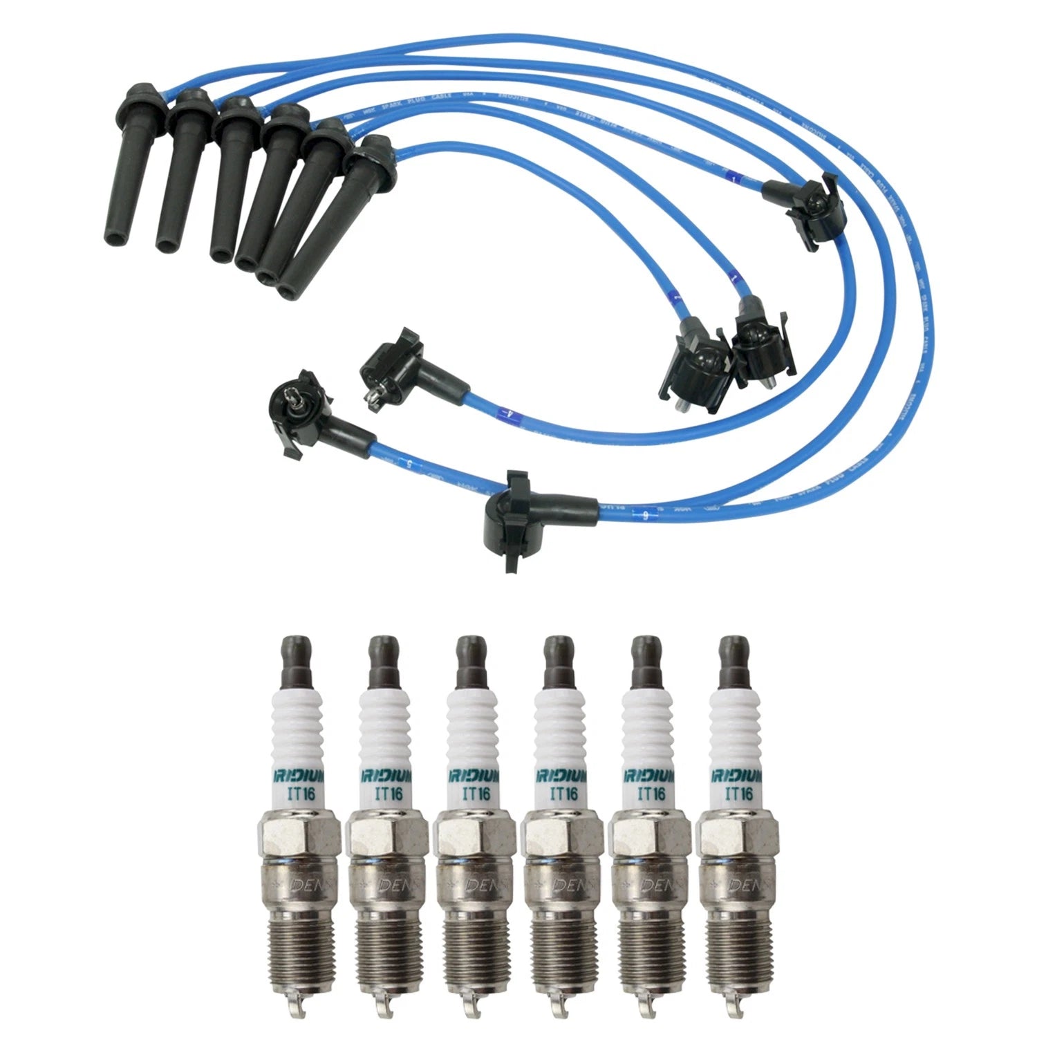 NGK Wire Set & Denso 6 Iridium Spark Plugs for Contour MPV Mystique (1995–2000)