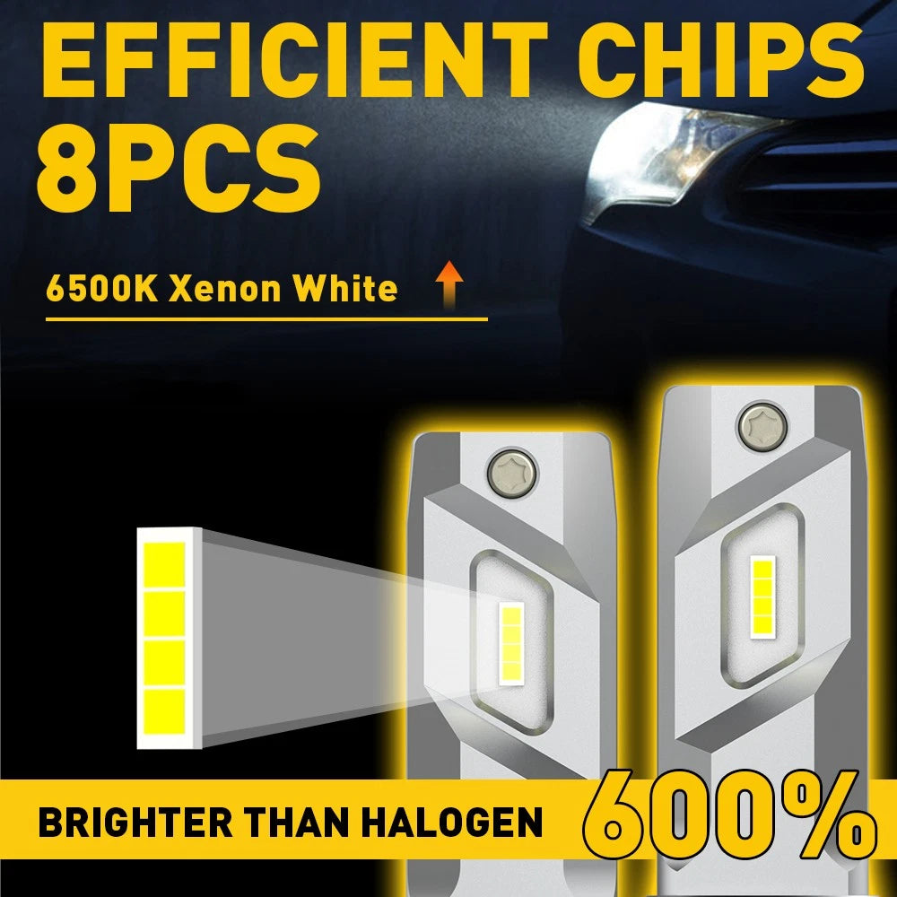 2X H7 LED Headlight Bulbs 60000LM High Low Beam 6500K for Universal Fit