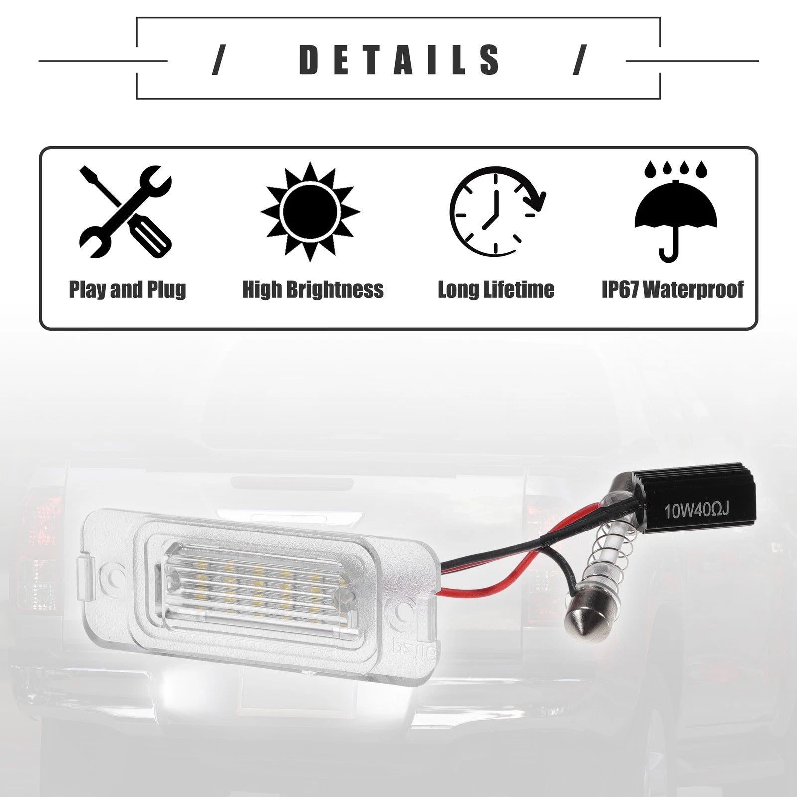 2X LED License Plate Light for Mercedes-Benz GL550 (2008–2012) No.A2518200066