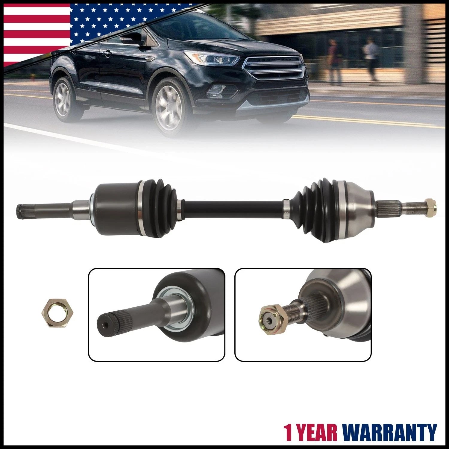 Front Driver Side CV Axle Assembly for Ford Escape (2013–2019), Lincoln MKZ (2013)