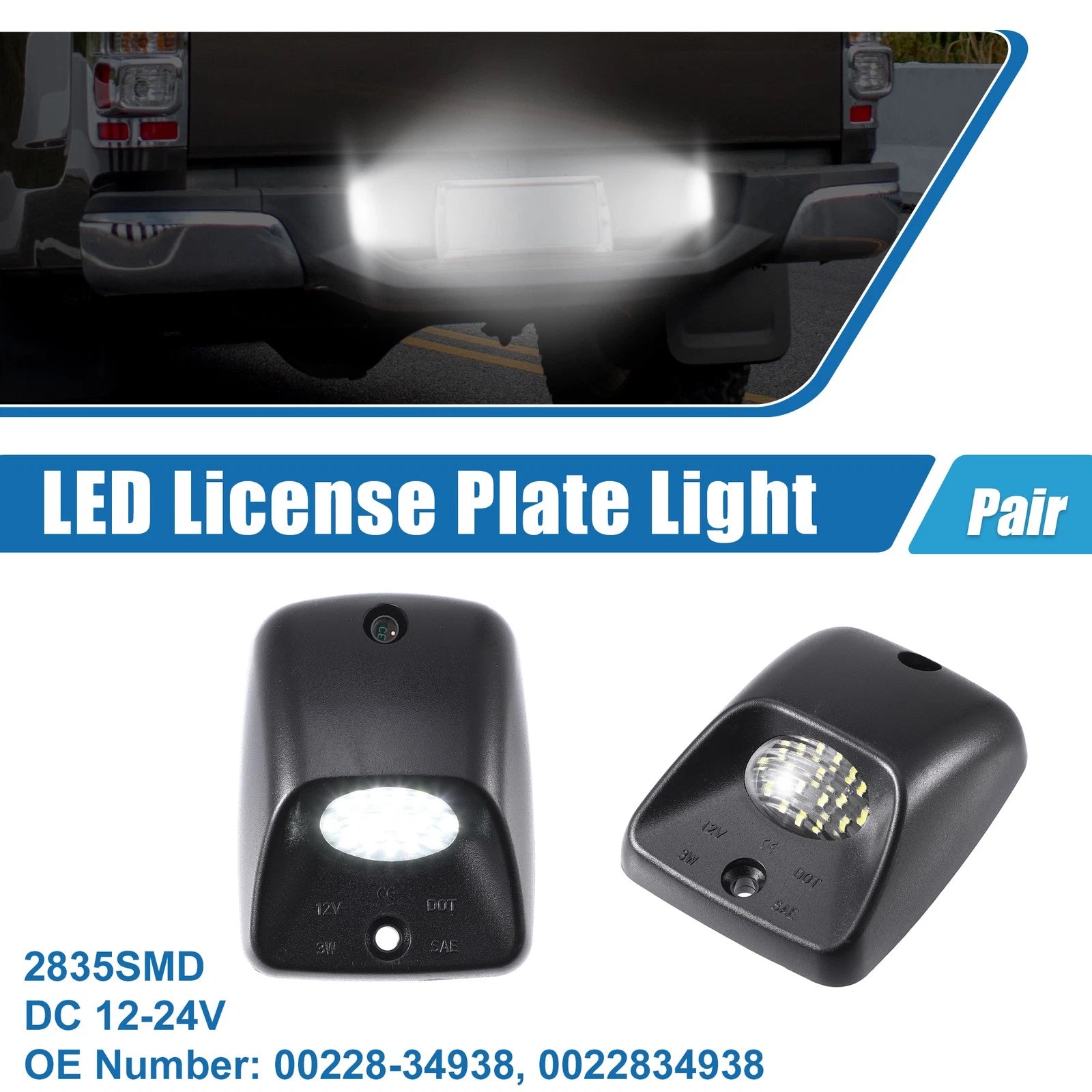 1 Pair White LED License Plate Light Assembly 00228-34938 2835SMD for Toyota 