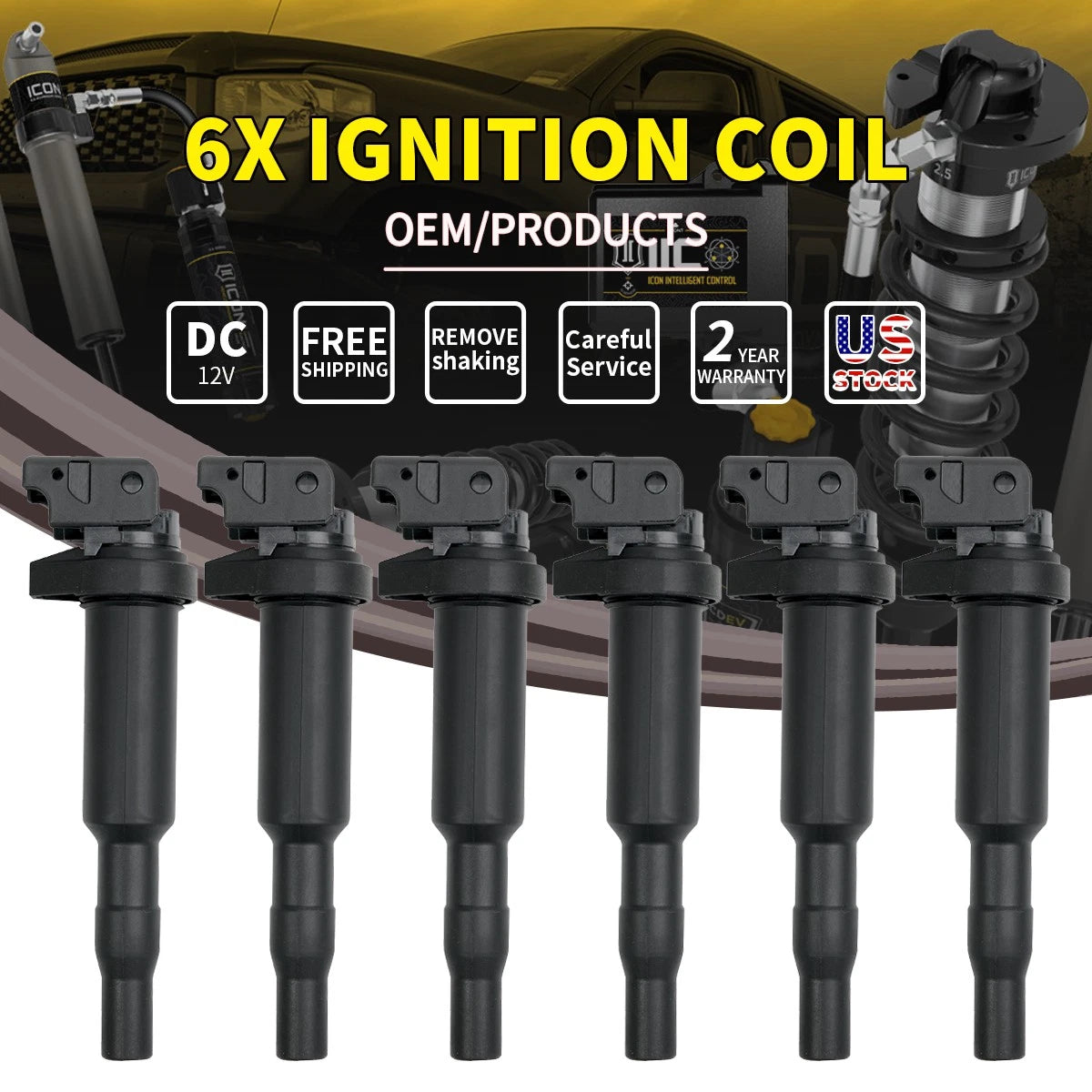 6X Ignition Coil OEM UF592 0221504470 for BMW 328i 535i 550i 750i X3 X5 X6 (2007–2013)