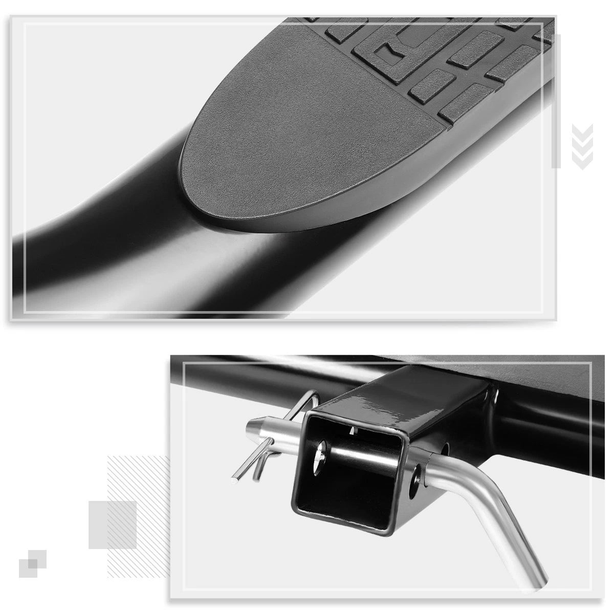 37"x 4" Oval Hitch Step Bar for Trailer Towing (Receiver, Black)