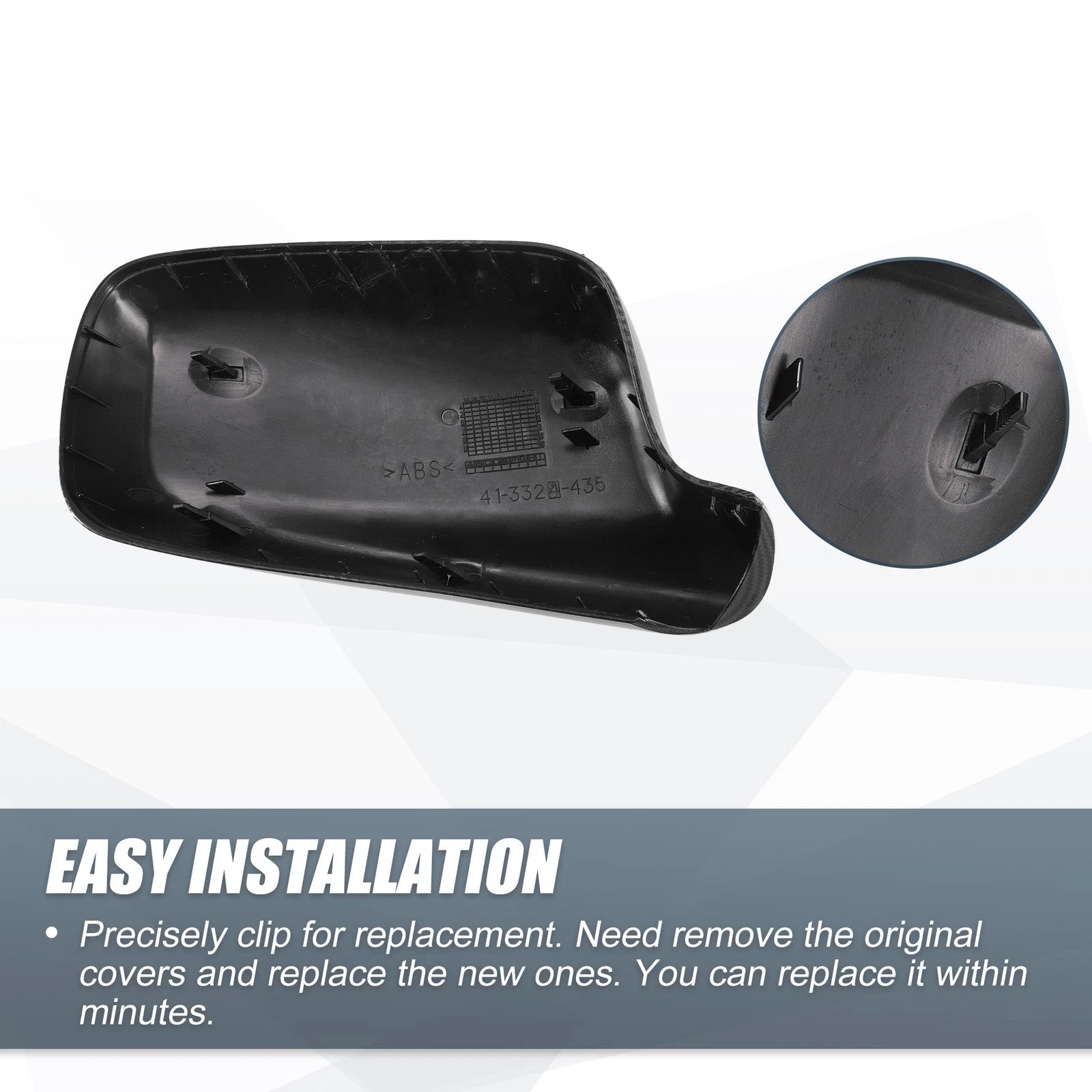 Pair Rearview Mirror Cover Cap Black Carbon Fiber for BMW 3 Series 2012–2019, 7 Series 2013–2019