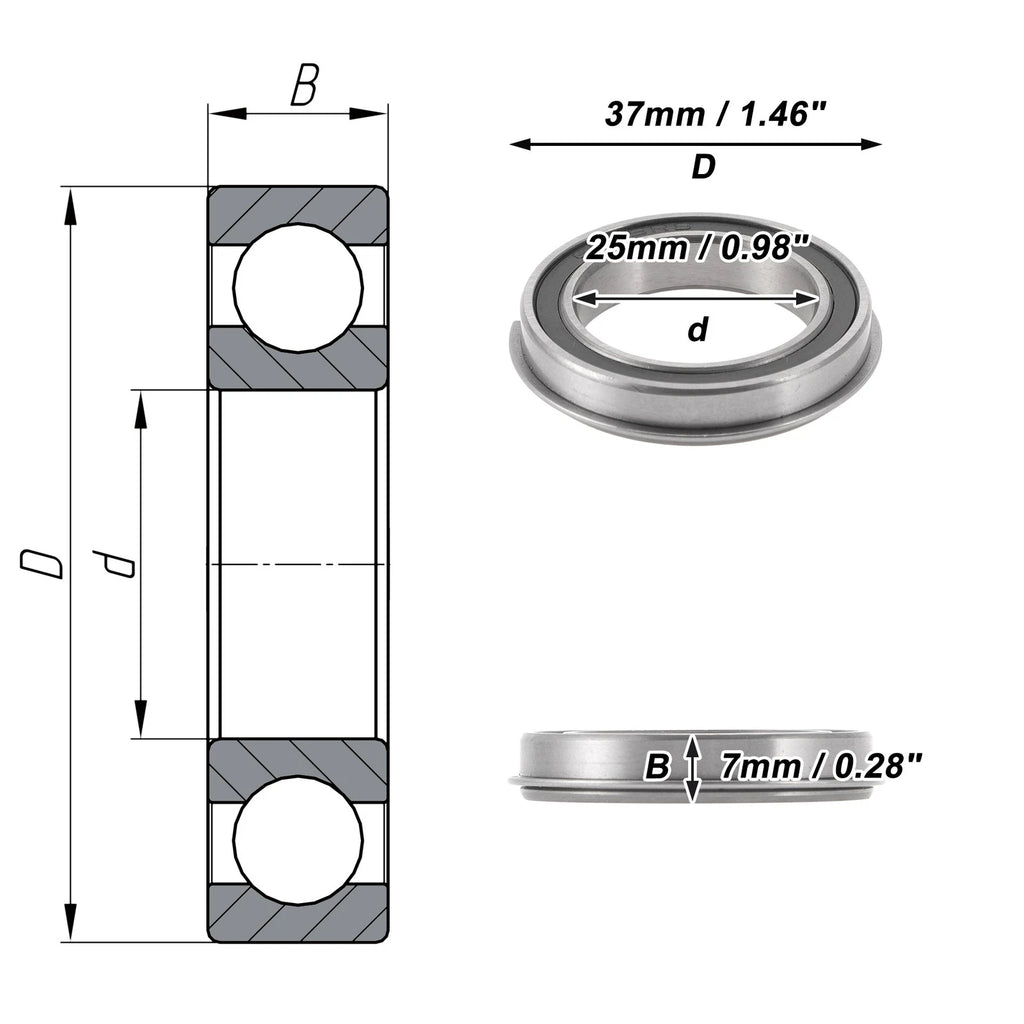 Deep Groove Ball Bearing 6805NR2RS for Scooter Skateboard (25x37x7mm)