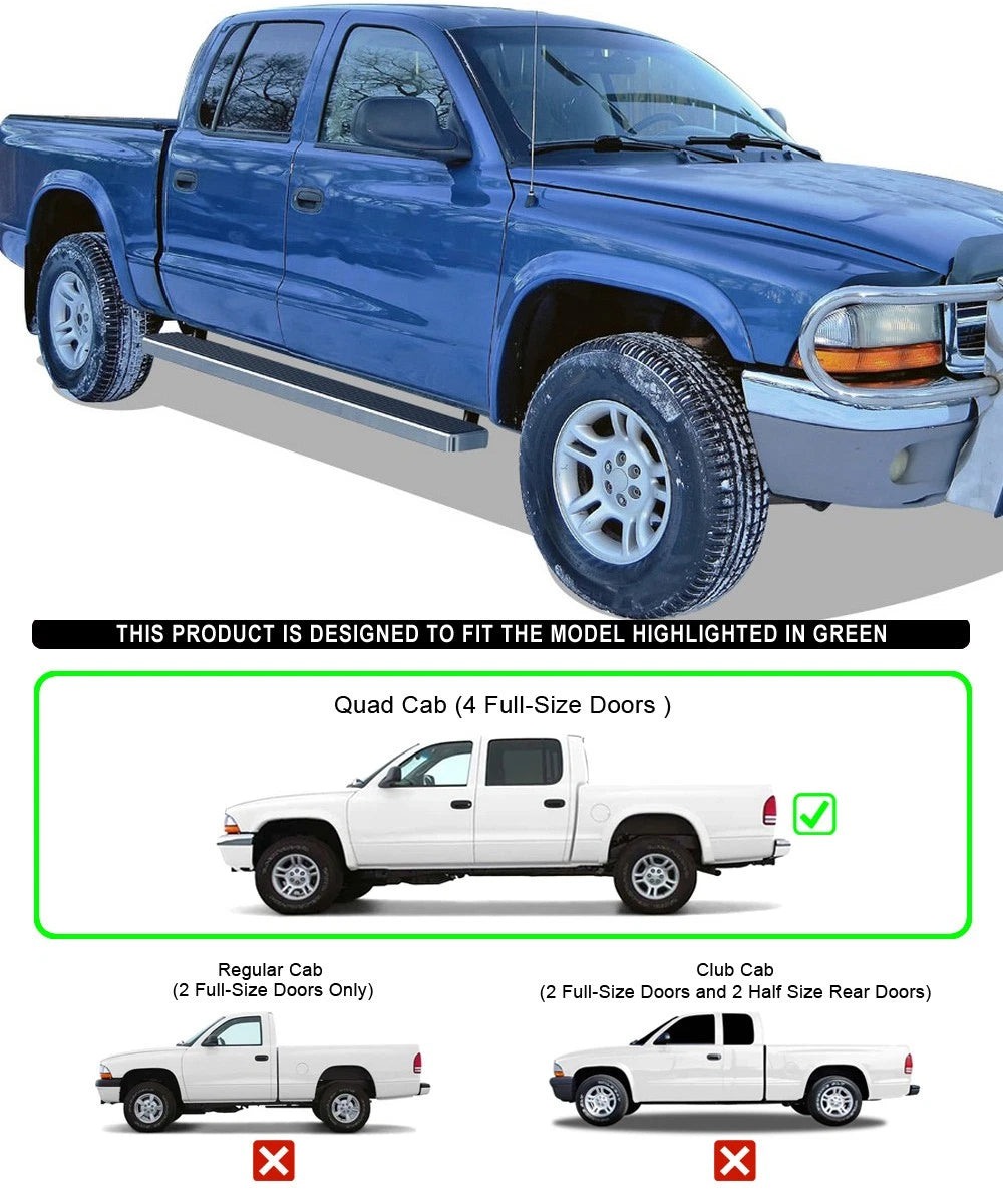 5-Inch Running Boards for Dodge Dakota Quad Cab (2000-2004)