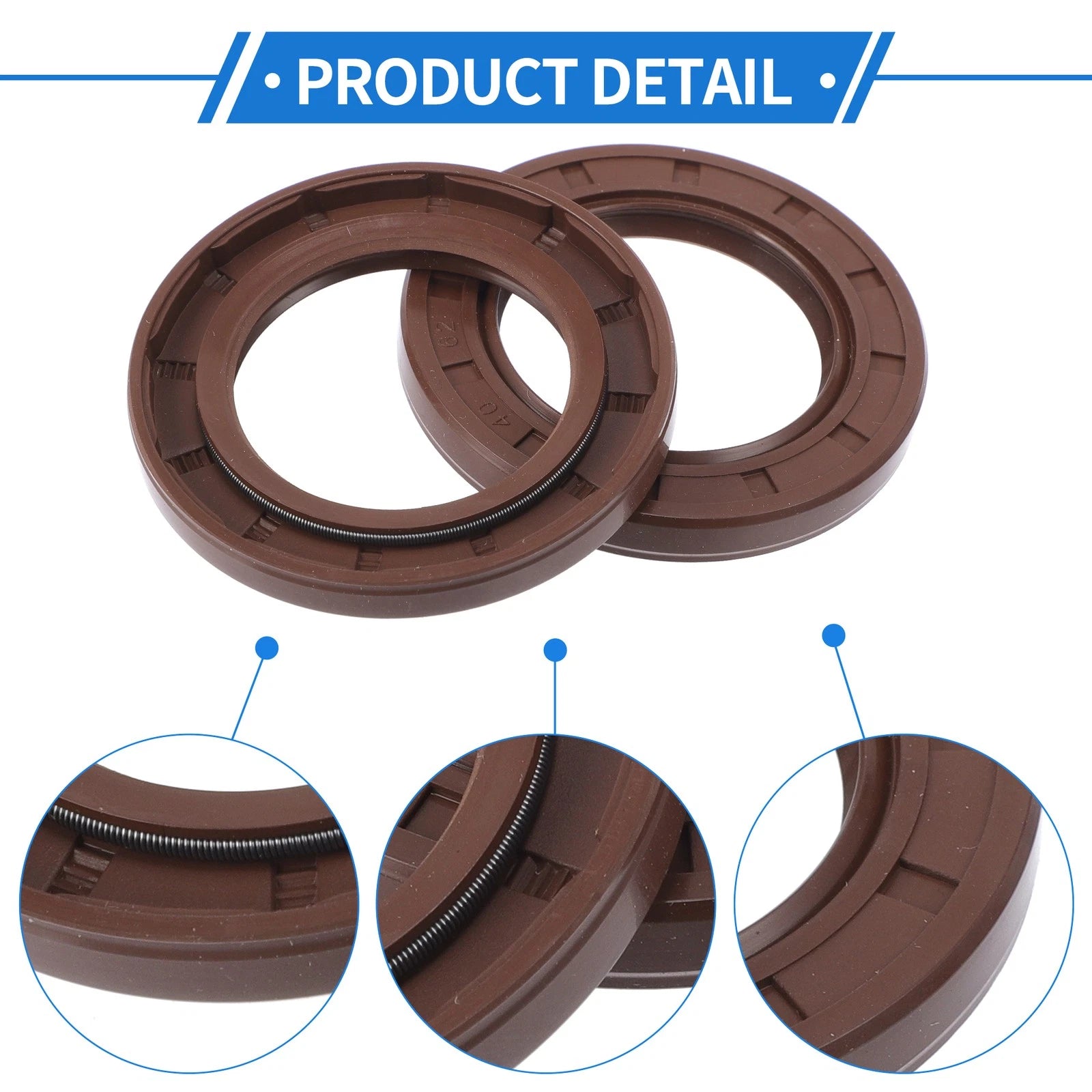 2X Oil Seal Rotary Shaft Seal FKM Rubber 40x62x7mm for Various Models