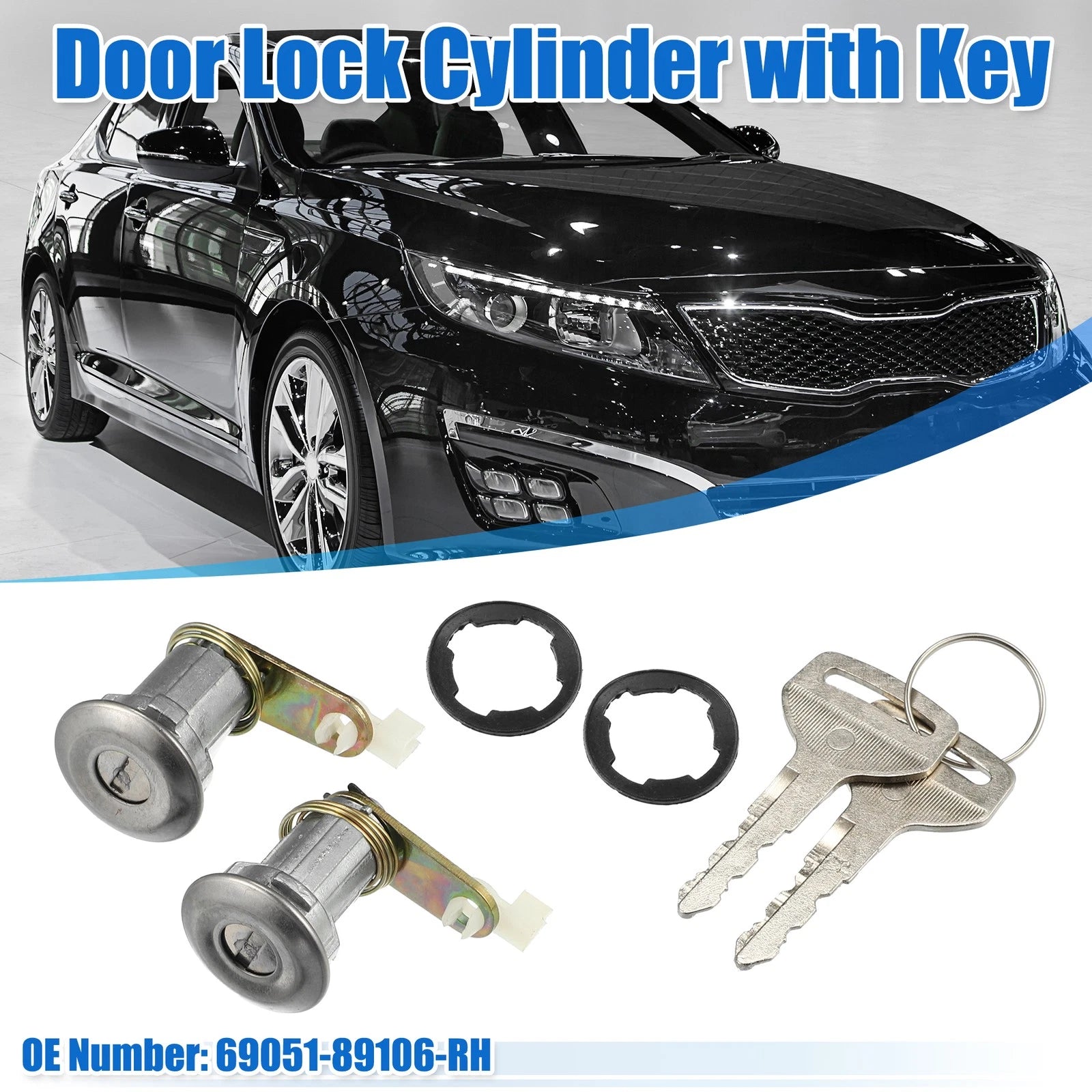 Set of 1 Door Lock Cylinder with Keys for Toyota Hilux (LN30 RN30) 69051-89106-RH