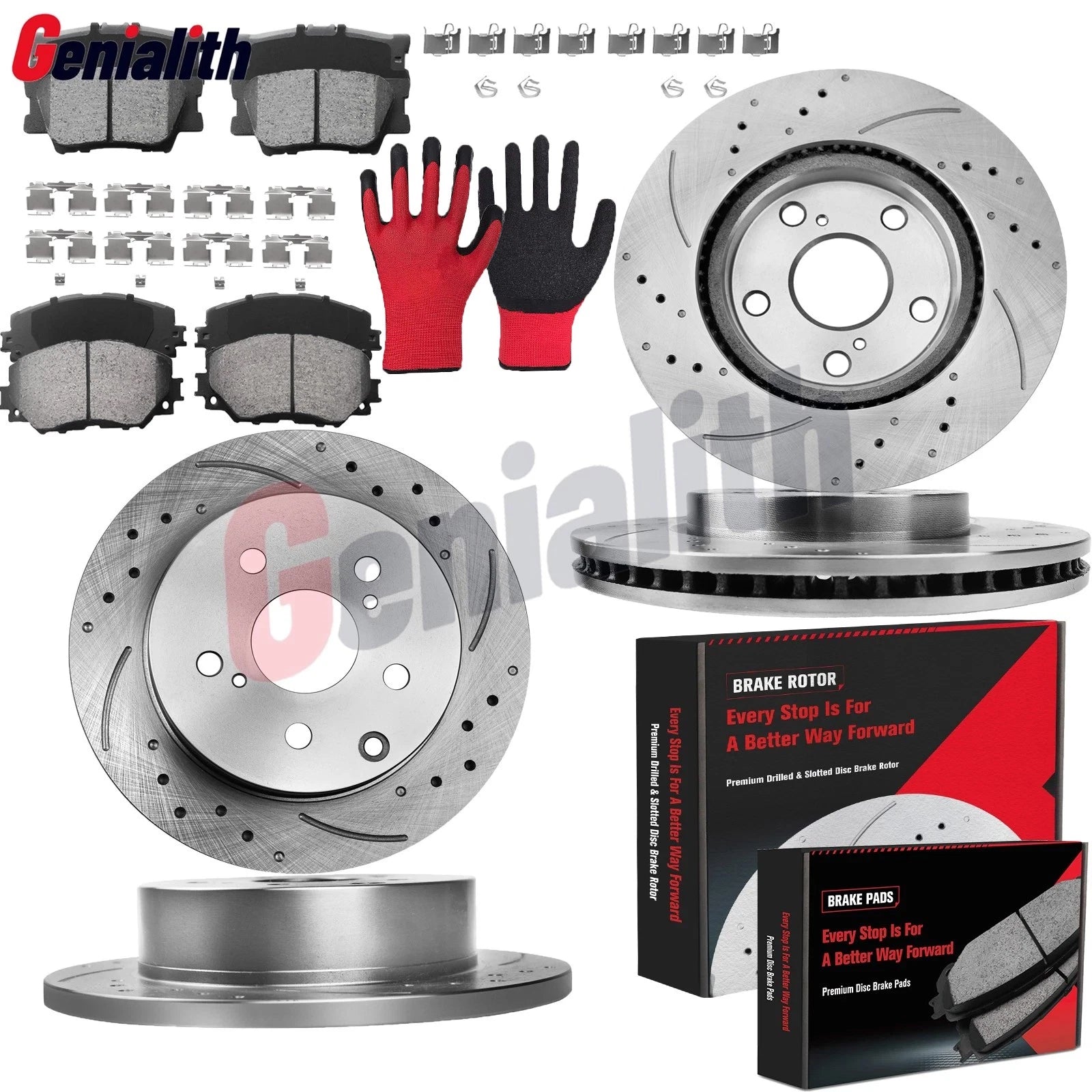 Front Rear Brake Rotors Brake Pads Kit for Toyota Rav4 Lexus HS250h (2006–2018)
