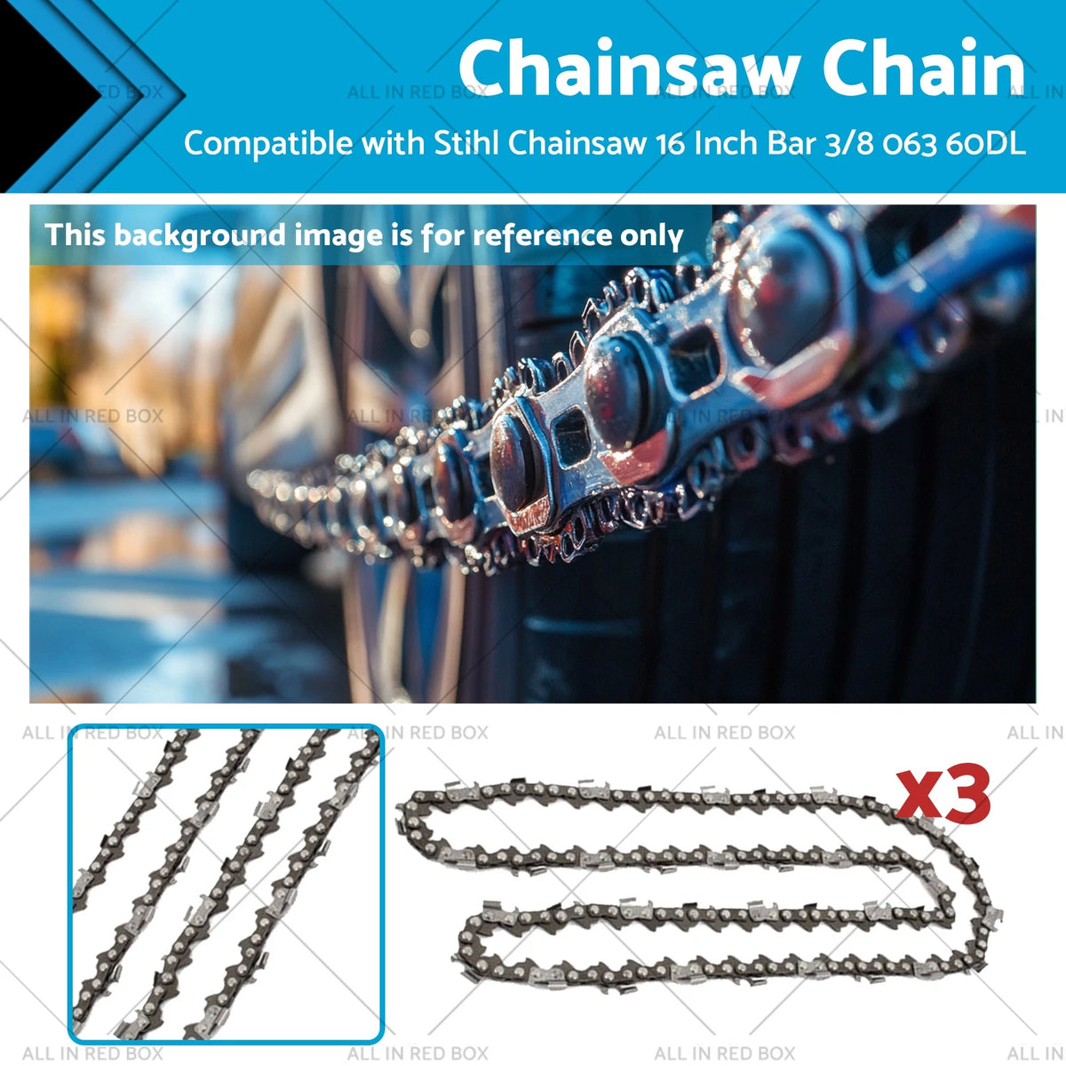 3X 16" Chainsaw Chain 3/8 .063 60DL for Stihl Chainsaw (Fits 16" Bar)