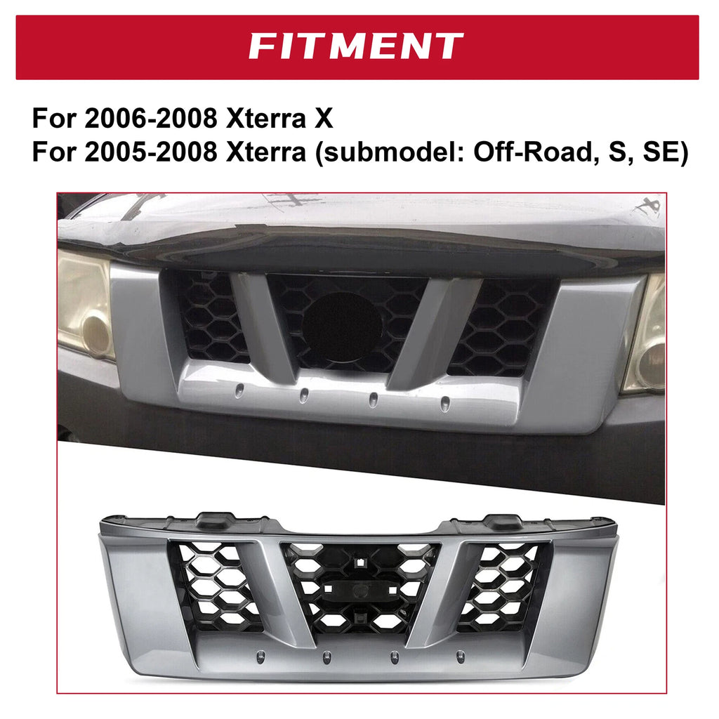 Gray Front Grille for Nissan Xterra (2005-2008)