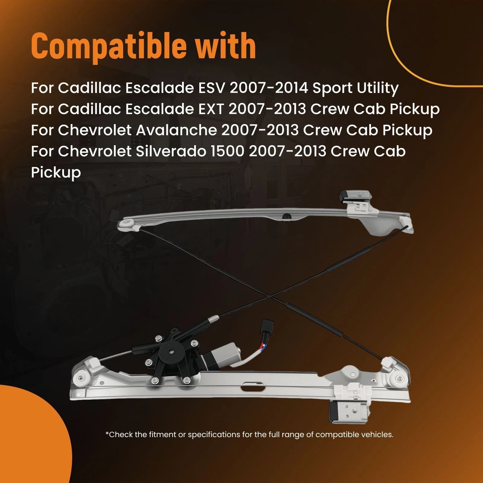 1X Rear Left Window Regulator for Chevy Avalanche Silverado (2007–2013) 20945140