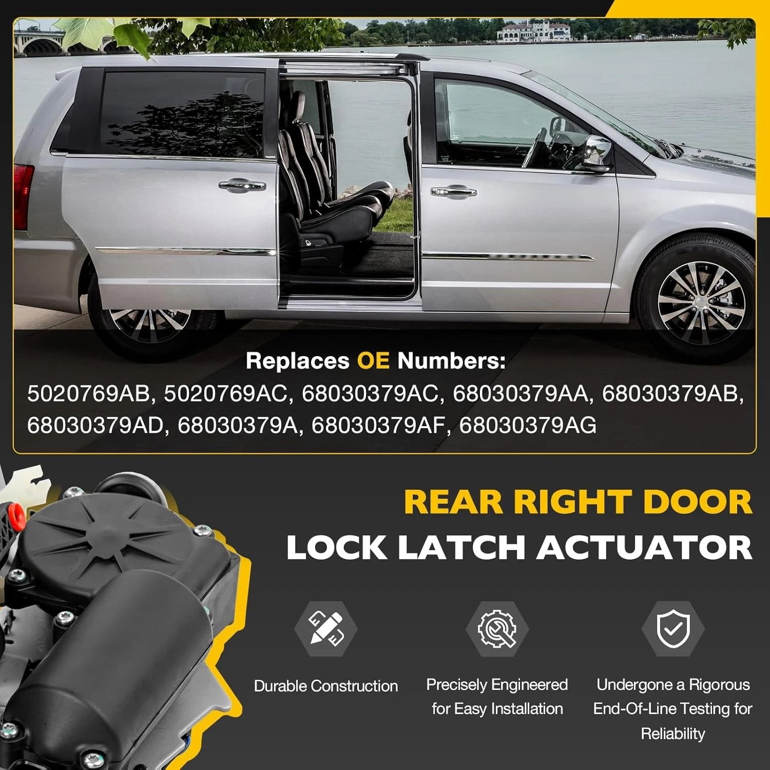 Rear Right Sliding Door Lock Actuator for Dodge Grand Caravan (2008–2020) 5020768AC