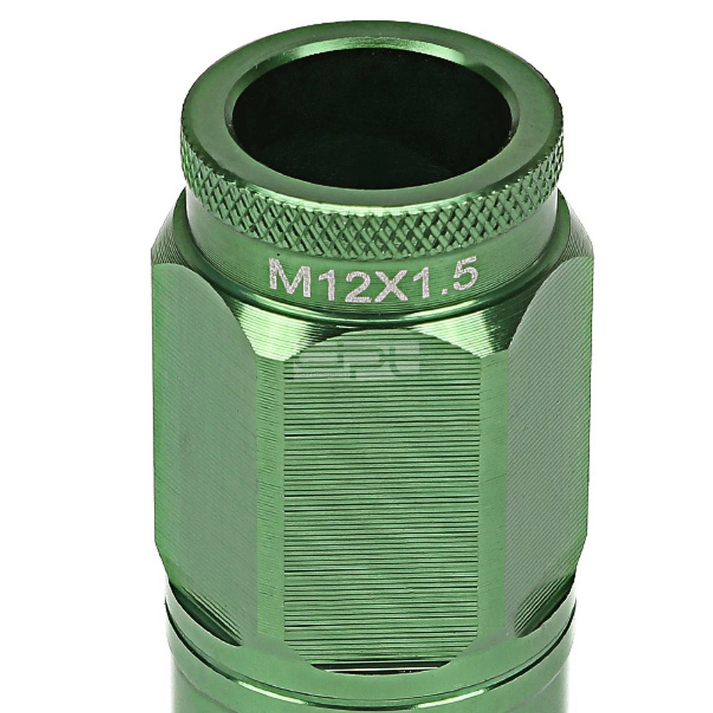 Open-End Aluminum Green Lug Nuts + Adapter M12x1.5 for