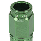 Open-End Aluminum Green Lug Nuts + Adapter M12x1.5 for