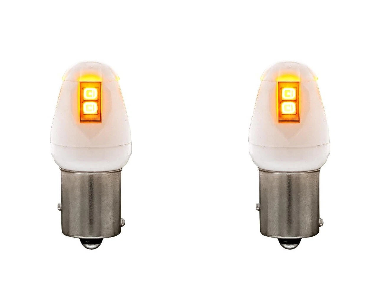 Amber 8 LED 1156 Bulbs Replacement for Semi Truck Side Marker Lights (—)