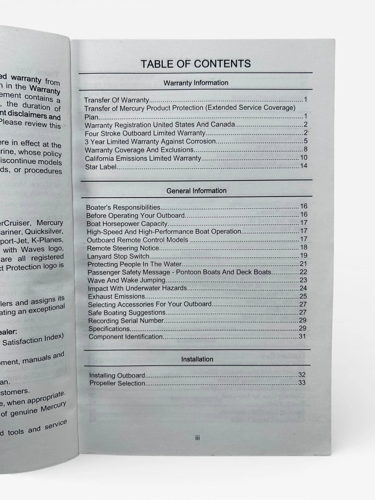 Owners Manual for Mercury Marine Outboard 225 4-Stroke (90-10231060)