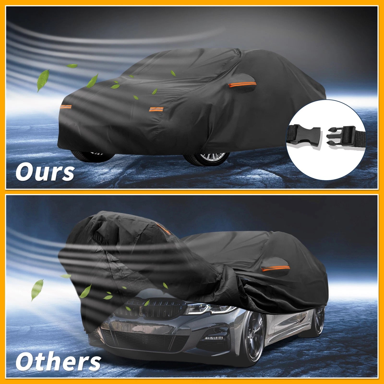 Waterproof Car Cover for BMW 3 Series (2016–2024) Black Aluminum Film