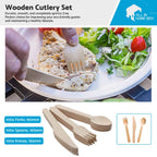 300x Disposable Bamboo Cutlery Set for Parties (Eco-Friendly)
