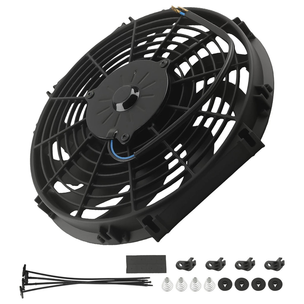 12 Inch Universal Radiator Cooling Fan Mount Kit 2250RPM 10 Blades Black