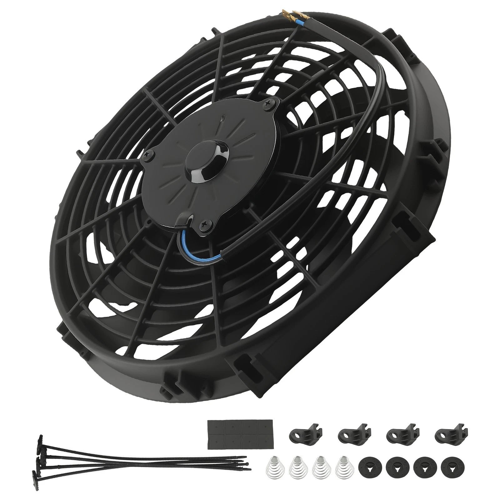 12 Inch Universal Radiator Cooling Fan Mount Kit 2250RPM 10 Blades Black