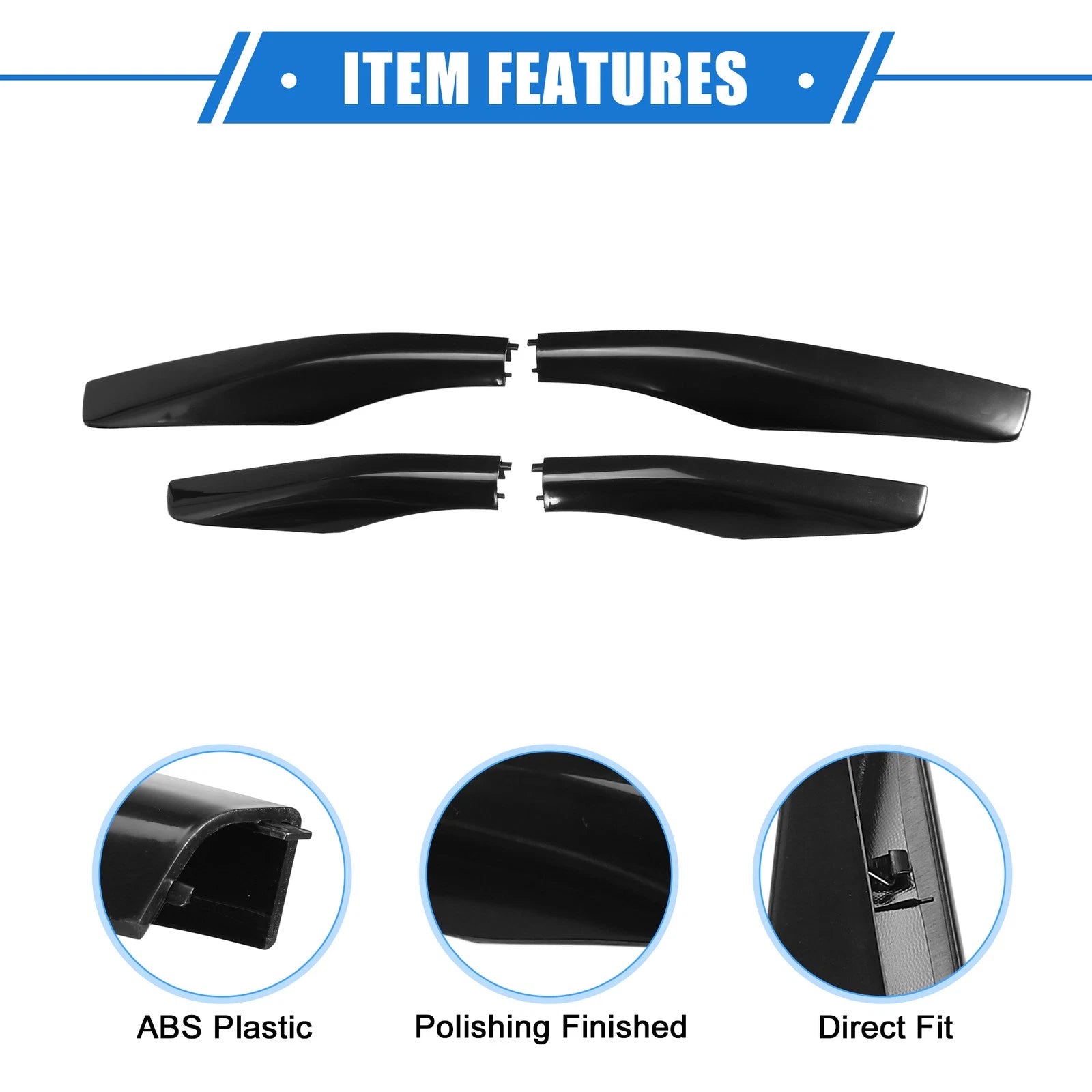 Set of 4 Roof Rack Side Rails End Covers for Lexus RX350 RX400h (2003–2009) Black