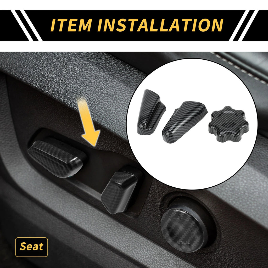 Set of 4 Carbon Fiber Pattern Seat Switch Control Button Trim for Toyota Tacoma (2016–2023)