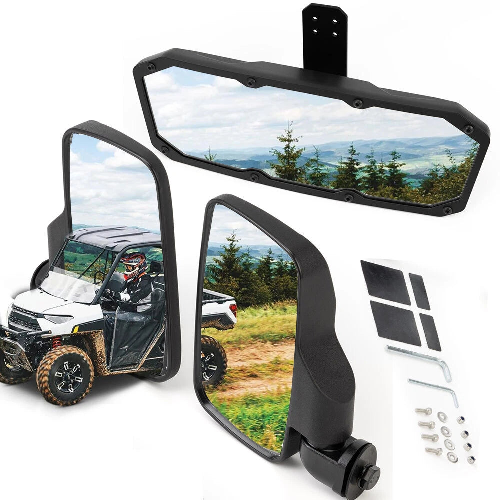 Set of 3 Rear View Side Mirrors & Center Mirror for Polaris Ranger 570 (2015–2021)