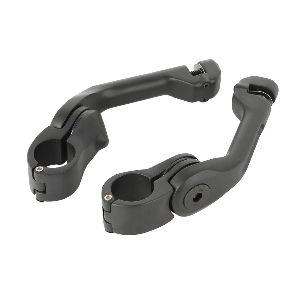 Angled Highway Engine Guard Bar FootPeg Mount for Harley (1 1/4", Matte Black)