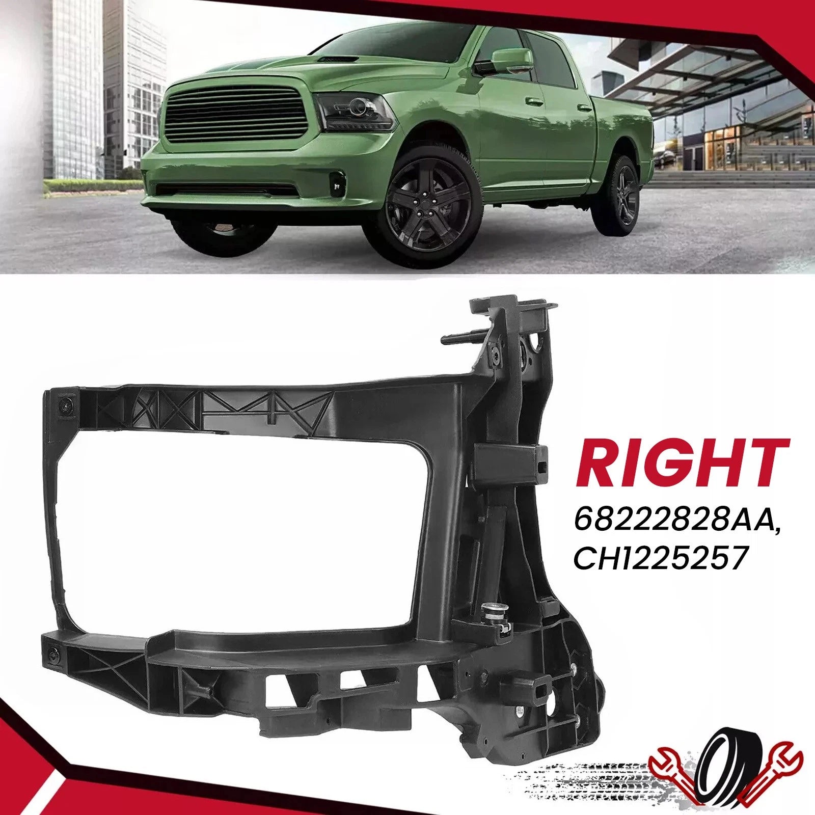 Right Radiator Support Headlight Mount Bracket for Ram 1500 2500 (2013–2024)