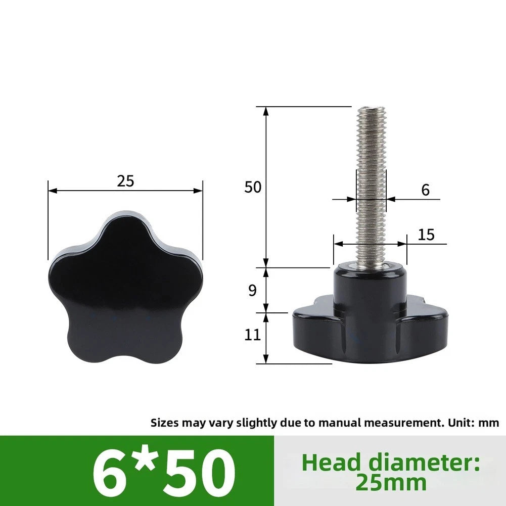 Clamping Knob Thumb Screw M6 for Five Star Head (25x6x50mm)