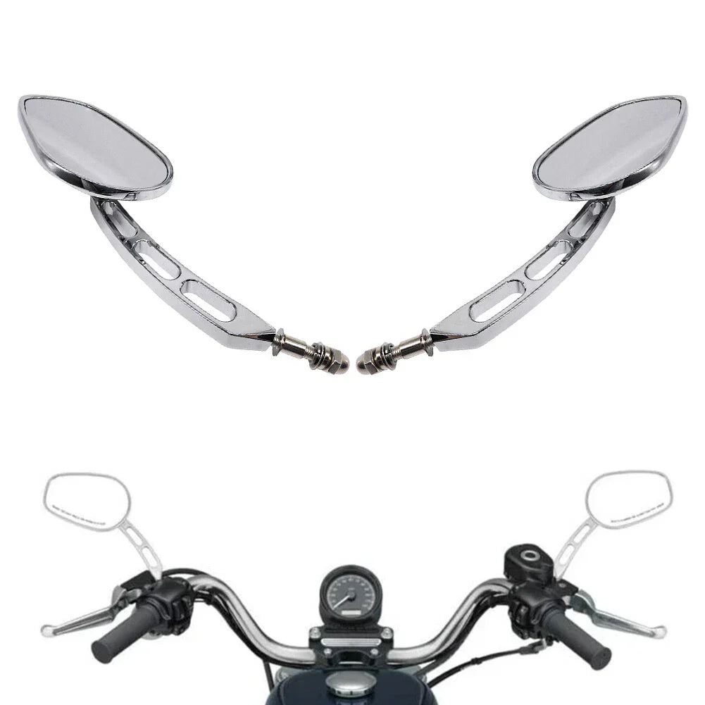 Chrome Rear-View Mirrors for Harley Road Street Glide Sportster Dyna Softail (2006-2023)