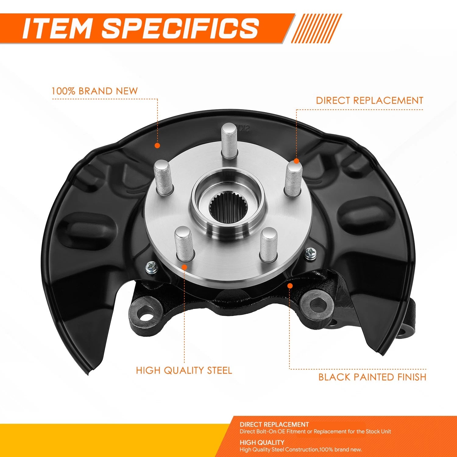 Front Right Loaded Wheel Bearing Hub Knuckle Assembly for Toyota Corolla (2003–2008)