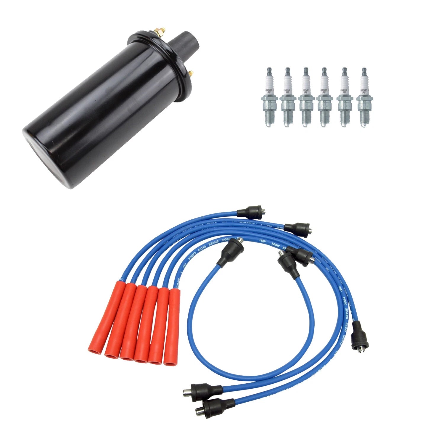 Set of 6 NGK Ignition Coil Wires & Nickel Spark Plugs for Bel Air Skylark (L6)