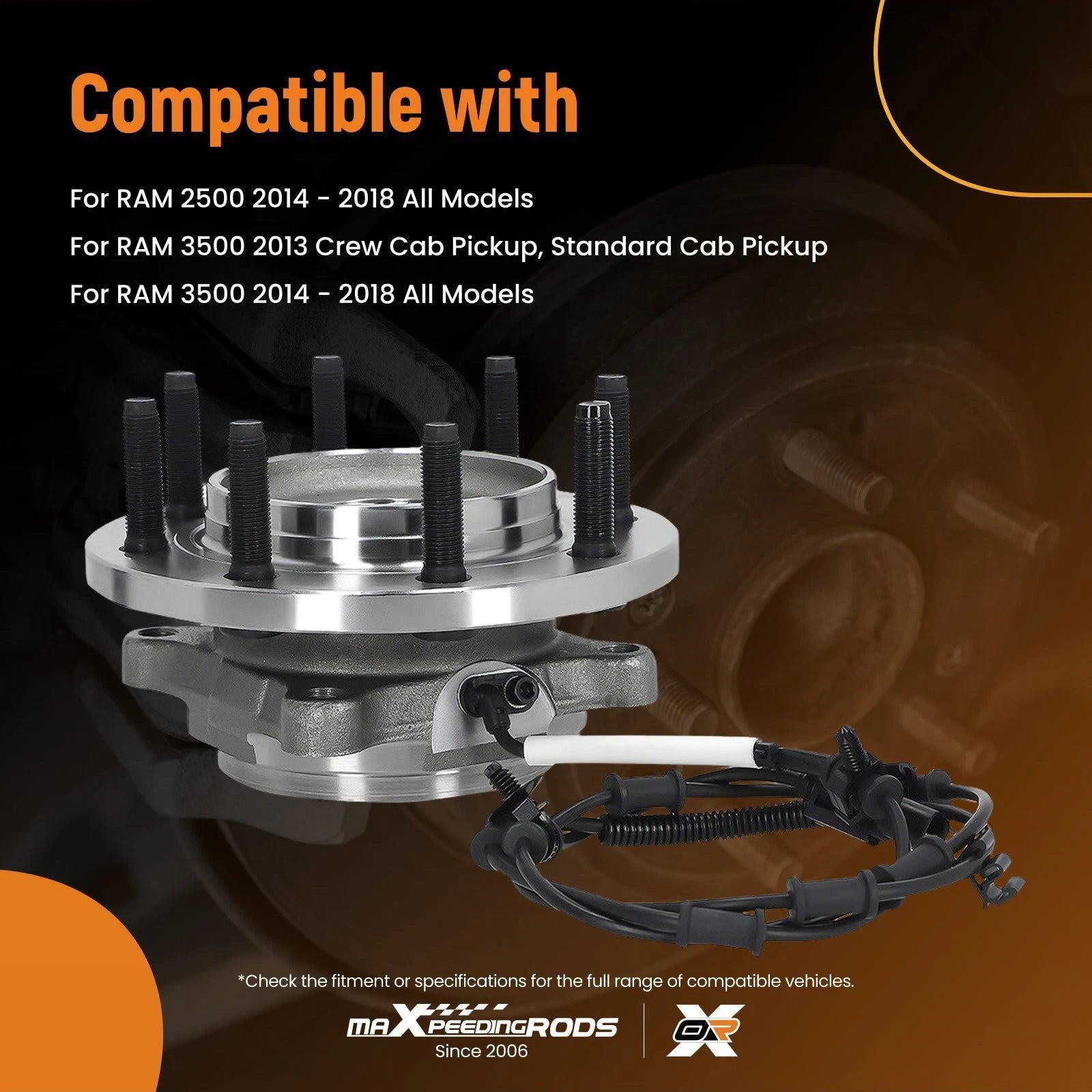 Front Wheel Hub Assembly Bearing for Dodge Ram 2500 3500 (2014–2018)