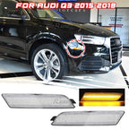 2X Clear LED Amber Front Bumper Side Marker Light for Audi Q3 (2015–2018)