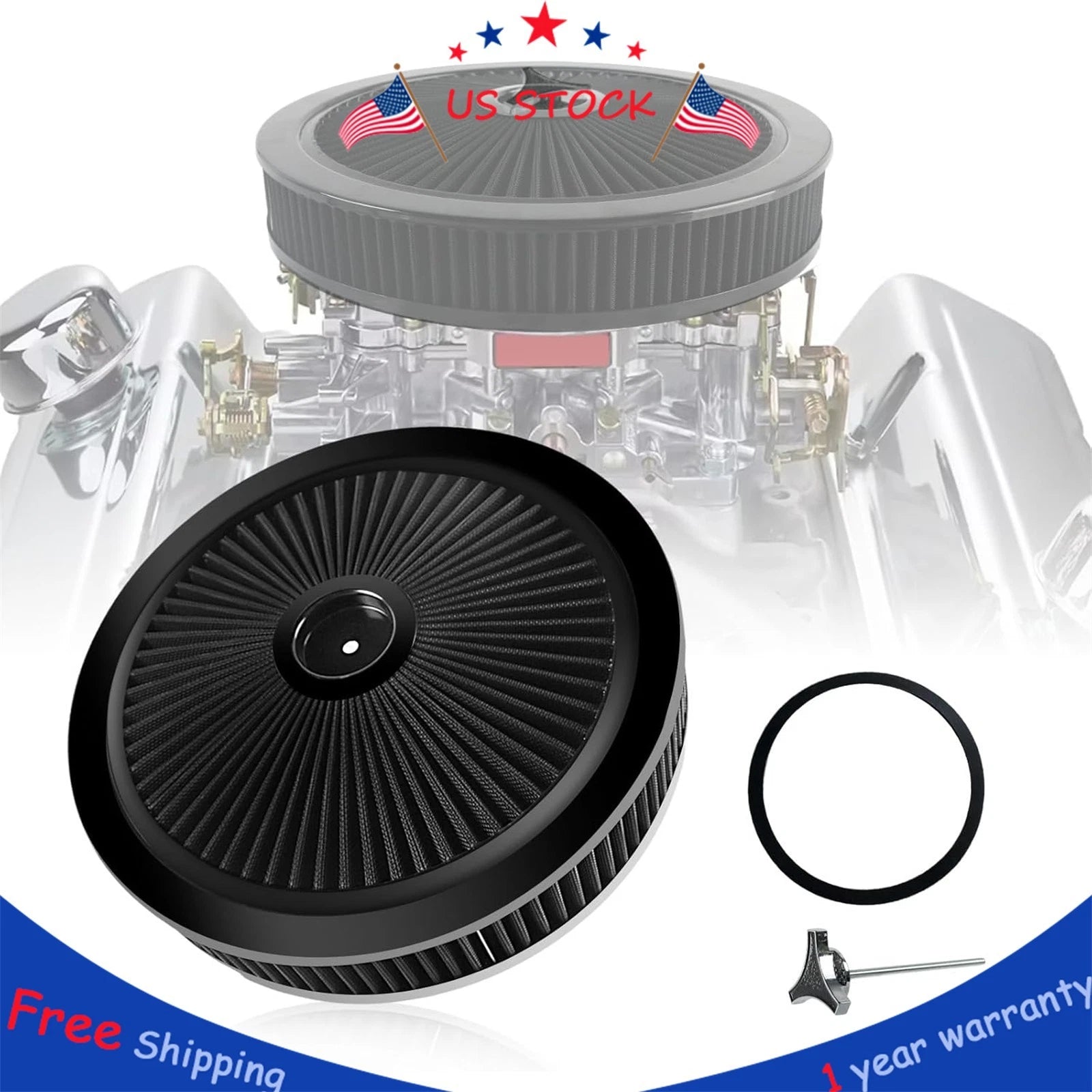 Round Air Cleaner Assembly for Chevy Ford 350 (Fits 14"x3")