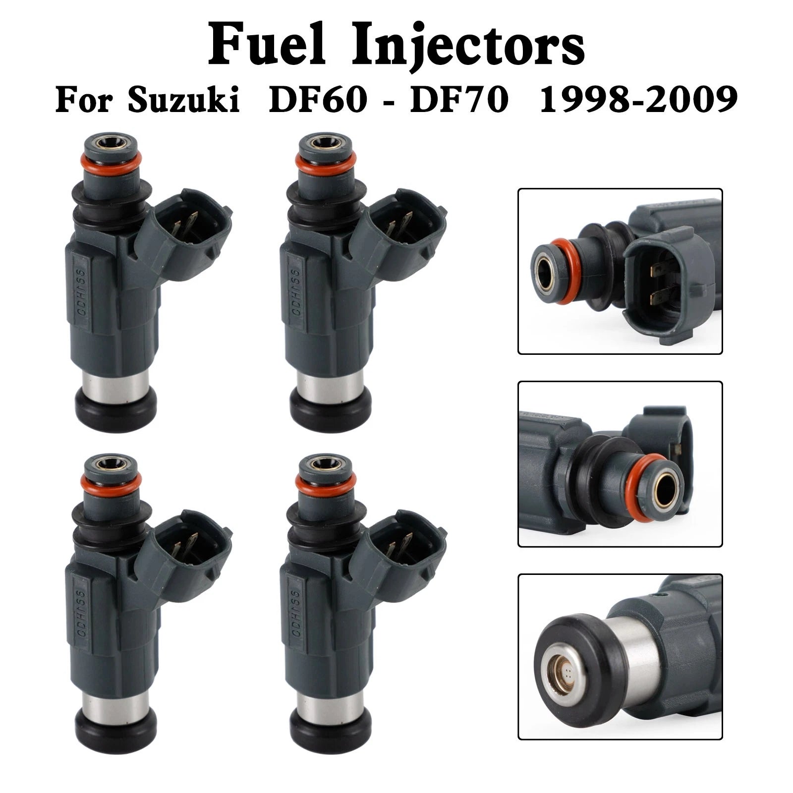 Set of 4 Fuel Injectors 15710-66D00 CDH166 for Suzuki DF60-DF70 (1998–2009)