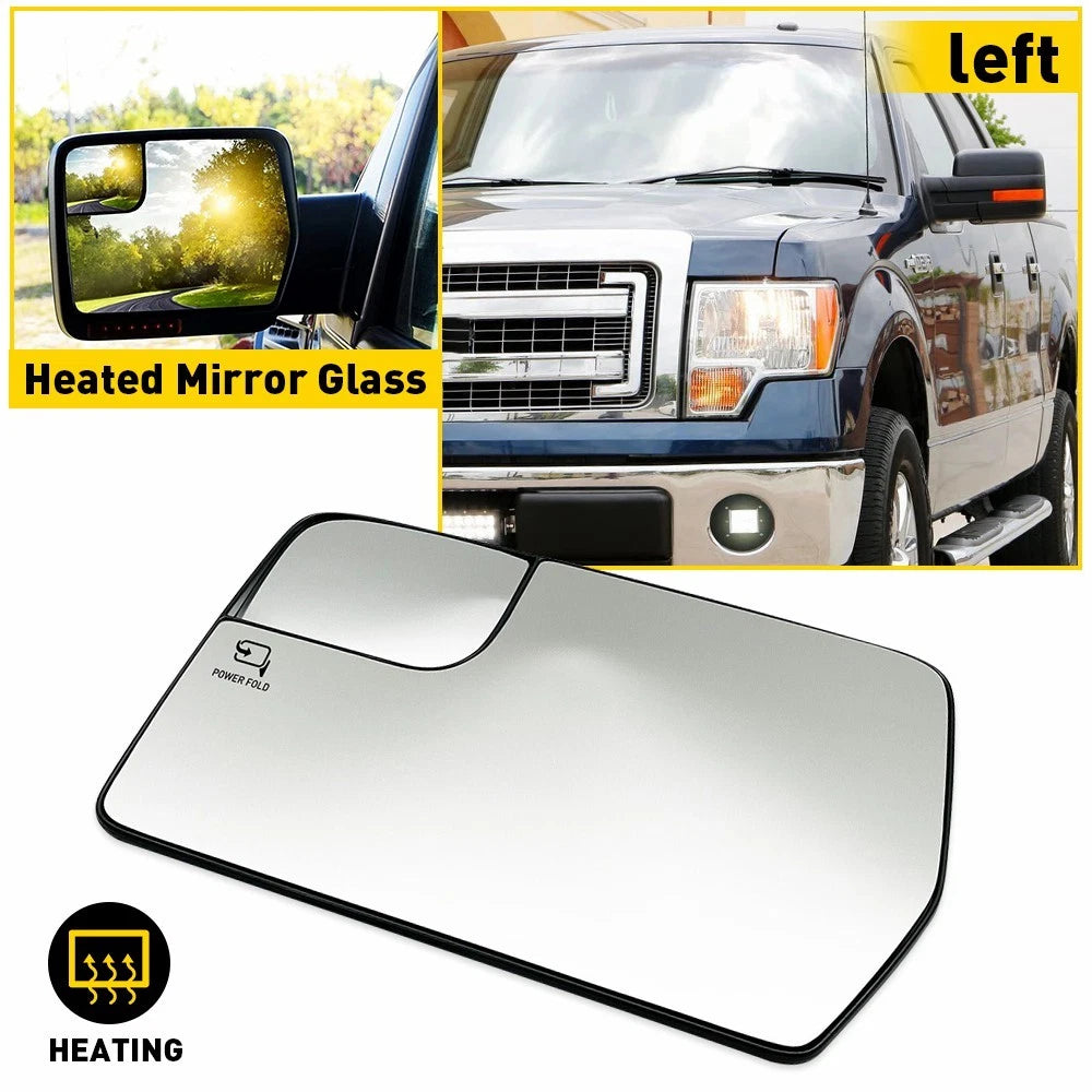 Left Driver Side Heated Glass Mirror for Ford F150 (2011-2014)