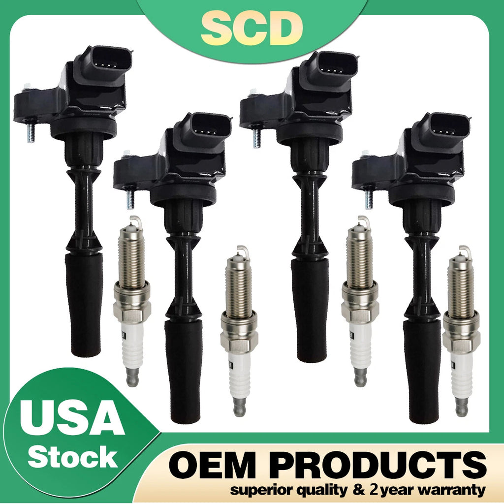 Set of 4 Ignition Coils & 4 Spark Plugs for Chevy Malibu Buick Regal Cadillac GMC UF680