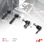 Set of 4 Outer Tie Rod Ends for Nissan Quest (1993–2002)