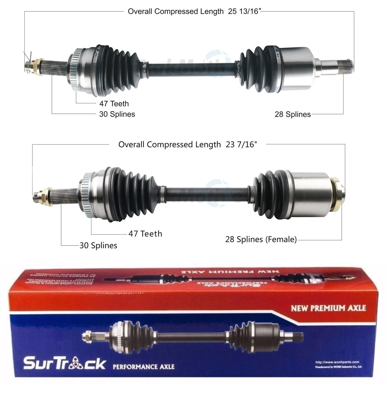 Set of 2 Front AAR CV Axle Shafts for Kia Amanti (2007–2009)